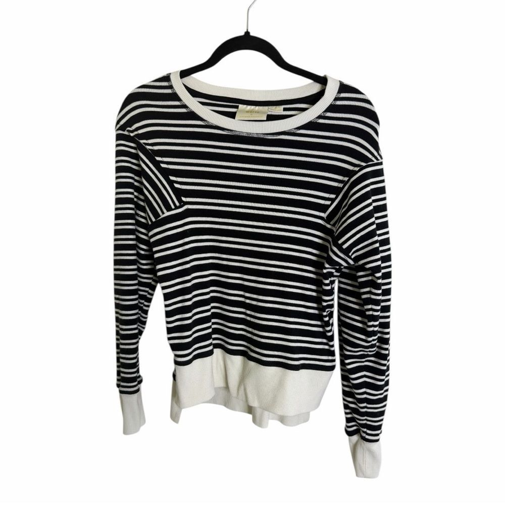 Maeve by Anthropologie Black and White Striped Women's Top S